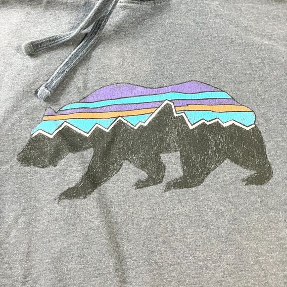 Patagonia Sweatshirt Womens Small‎ Gray Pullover Hoodie Fitz Roy Bear Uprisal - Picture 3 of 7